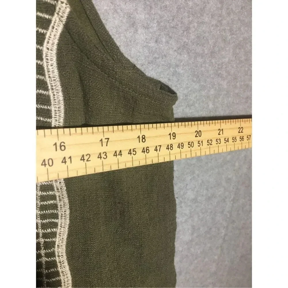 Womens NWT Entro Dress Olive Green White Lace Detailing Boho Spring Beachy